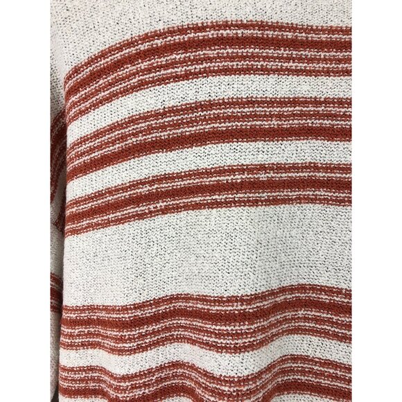ee:some Women's Size Large Orange/Ivory Striped 3/4 Sleeve Sweater - Picture 5 of 8